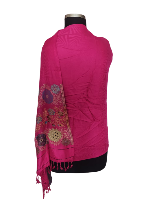 Women  Stole Self design Pink